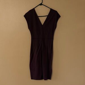 Express Plum Midi V-Neck Cap Sleeve Dress